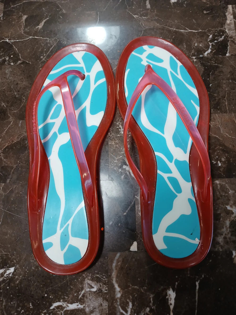 kate spade Pink Jelly Strap Sandals with Turquoise Patterned Footbed